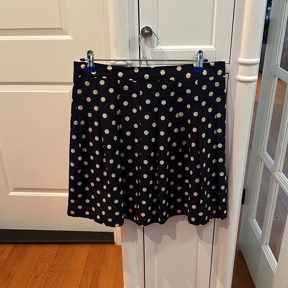 J. Crew Navy and White Polka Dot Mini Skirt